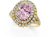 Yellow gold Double Halo Fancy Pink Oval  Cut Pave Split Shank Prong Set Ring_16