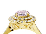 Yellow gold Double Halo Fancy Pink Oval  Cut Pave Split Shank Prong Set Ring_19