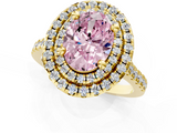 Yellow gold Double Halo Fancy Pink Oval  Diamond Pave Band with Four-Prong Setting_44