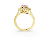 Yellow gold Double Halo Fancy Pink Oval  Diamond Pave Band with Four-Prong Setting_46