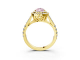 Yellow gold Double Halo Fancy Pink Pear -Shaped Split Shank Diamond Ring with Prong Setting_18