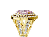 Yellow gold Double Halo Fancy Pink Pear Cut Diamond Split Shank Engagement Ring with Four-Prong Setting_8
