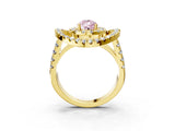 Yellow gold Double Halo Fancy Pink Pear Cut Diamond Split Shank Prong Setting Ring_3