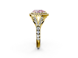 Yellow gold Double Halo Fancy Pink Pear  Cut Diamond Split Shank Ring with Four Prong Setting_22