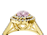 Yellow gold Double Halo Fancy Pink Pear  Cut Diamond Split Shank Ring with Four Prong Setting_24