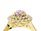 Yellow gold Double Halo Fancy Pink Pear  Cut Pave Split Shank Prong Set Ring_19