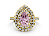 Yellow gold Double Halo Fancy Pink Pear  Diamond Pave Band with Four-Prong Setting_41