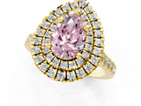 Yellow gold Double Halo Fancy Pink Pear  Diamond Pave Band with Four-Prong Setting_42