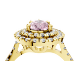 Yellow gold Double Halo Fancy Pink Pear  Diamond Pave Band with Four-Prong Setting_45
