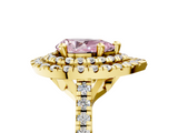 Yellow gold Double Halo Fancy Pink Pear  Diamond Pave Band with Four-Prong Setting_46