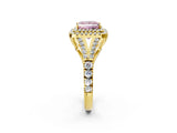 Yellow gold Double Halo Fancy Pink Princess -Shaped Split Shank Diamond Ring with Prong Setting_17