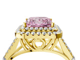Yellow gold Double Halo Fancy Pink Princess -Shaped Split Shank Diamond Ring with Prong Setting_19