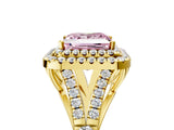 Yellow gold Double Halo Fancy Pink Princess -Shaped Split Shank Diamond Ring with Prong Setting_20