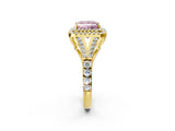 Yellow gold Double Halo Fancy Pink Princess Cut Diamond Split Shank Engagement Ring with Four-Prong Setting_5