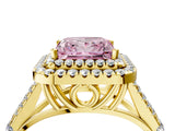 Yellow gold Double Halo Fancy Pink Princess Cut Diamond Split Shank Engagement Ring with Four-Prong Setting_7