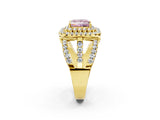 Yellow gold Double Halo Fancy Pink Princess Cut Diamond Split Shank Pave Set Ring_5