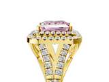 Yellow gold Double Halo Fancy Pink Princess  Cut Diamond Split Shank Ring with Four Prong Setting_5