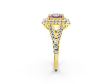 Yellow gold Double Halo Fancy Pink Princess  Cut Pave Split Shank Prong Set Ring_17