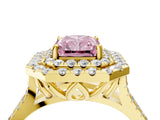 Yellow gold Double Halo Fancy Pink Radiant  Cut Pave Split Shank Prong Set Ring_19