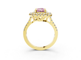 Yellow gold Double Halo Fancy Pink Radiant  Diamond Pave Band with Four-Prong Setting_47
