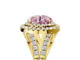 Yellow gold Double Halo Fancy Pink Round -Shaped Split Shank Diamond Ring with Prong Setting_20