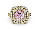 Yellow gold Double Halo Fancy Pink Round  Cut Pave Split Shank Prong Set Ring_15