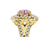 Yellow gold Double Halo Fancy Pink Round  Cut Pave Split Shank Prong Set Ring_20