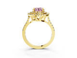 Yellow gold Double Halo Fancy Pink Round  Diamond Pave Band with Four-Prong Setting_21