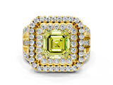 Yellow gold Double Halo Fancy Yellow Asscher Cut Diamond Split Shank Pave Set Ring_3