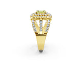 Yellow gold Double Halo Fancy Yellow Asscher Cut Diamond Split Shank Pave Set Ring_5