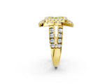 Yellow gold Double Halo Fancy Yellow Asscher Cut Diamond Split Shank Prong Setting Ring_2