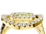 Yellow gold Double Halo Fancy Yellow Asscher Cut Diamond Split Shank Prong Setting Ring_4