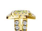 Yellow gold Double Halo Fancy Yellow Asscher Cut Diamond Split Shank Prong Setting Ring_5