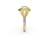 Yellow gold Double Halo Fancy Yellow Asscher  Cut Diamond Split Shank Ring with Four Prong Setting_2