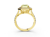 Yellow gold Double Halo Fancy Yellow Asscher  Cut Diamond Split Shank Ring with Four Prong Setting_3
