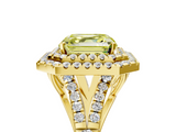 Yellow gold Double Halo Fancy Yellow Asscher  Cut Diamond Split Shank Ring with Four Prong Setting_5