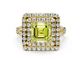Yellow gold Double Halo Fancy Yellow Asscher  Cut Pave Split Shank Prong Set Ring_15