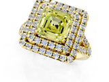 Yellow gold Double Halo Fancy Yellow Asscher  Cut Pave Split Shank Prong Set Ring_16