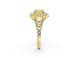 Yellow gold Double Halo Fancy Yellow Asscher  Cut Pave Split Shank Prong Set Ring_17