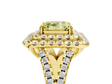 Yellow gold Double Halo Fancy Yellow Asscher  Cut Pave Split Shank Prong Set Ring_20