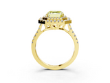 Yellow gold Double Halo Fancy Yellow Asscher  Diamond Pave Band with Four-Prong Setting_3