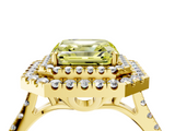 Yellow gold Double Halo Fancy Yellow Asscher  Diamond Pave Band with Four-Prong Setting_4
