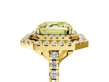 Yellow gold Double Halo Fancy Yellow Asscher  Diamond Pave Band with Four-Prong Setting_5