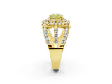 Yellow gold Double Halo Fancy Yellow Cushion Cut Diamond Split Shank Pave Set Ring_5