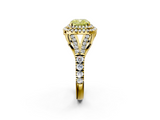 Yellow gold Double Halo Fancy Yellow Cushion  Cut Diamond Split Shank Ring with Four Prong Setting_21