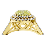 Yellow gold Double Halo Fancy Yellow Cushion  Cut Diamond Split Shank Ring with Four Prong Setting_23