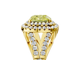 Yellow gold Double Halo Fancy Yellow Cushion  Cut Diamond Split Shank Ring with Four Prong Setting_24
