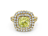 Yellow gold Double Halo Fancy Yellow Cushion  Cut Pave Split Shank Prong Set Ring_15