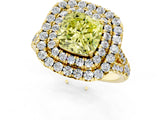 Yellow gold Double Halo Fancy Yellow Cushion  Cut Pave Split Shank Prong Set Ring_16