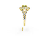 Yellow gold Double Halo Fancy Yellow Cushion  Cut Pave Split Shank Prong Set Ring_17